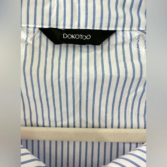 NEW never worn SZ XL Dokotoo Blue and White Striped Button-Up Shirt - Picture 2 of 8